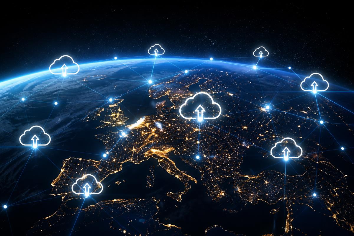Rede de nuvem global conectando continentes